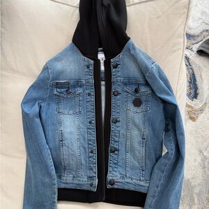 Philipp Plein Blue Denim Jacket with Black Hoodie